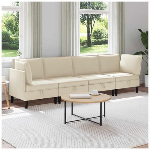 Set di mobili per il soggiorno 4 pcs Crema Tessuto - Foto 2