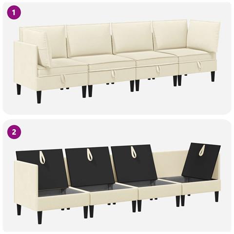Set di mobili per il soggiorno 4 pcs Crema Tessuto - Foto 8