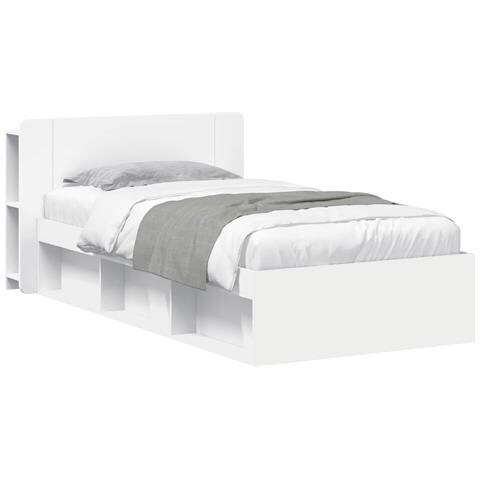 Telaio del letto con storage con testiera Bianco 90 x 190 cm - Foto 1