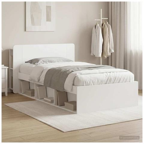 Telaio del letto con storage con testiera Bianco 90 x 190 cm - Foto 2