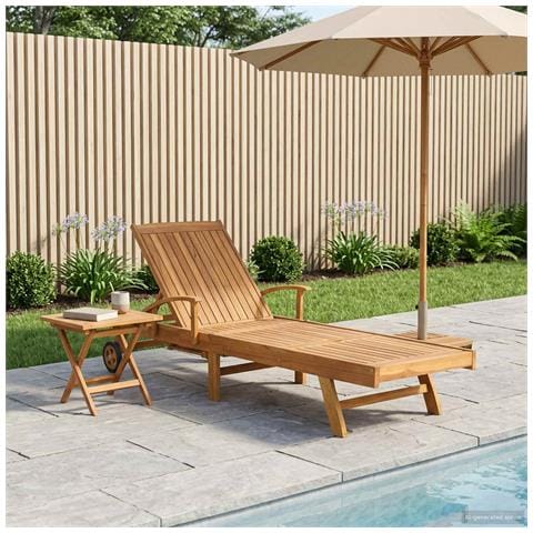 Lettino da sole con tavolo 2 pcs Marrone 40 x 40 x 40 cm - Foto 2