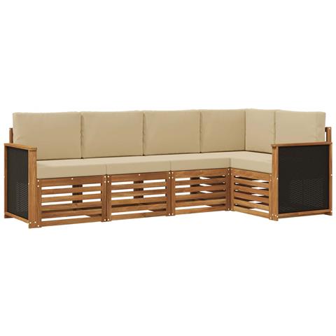 Set divano sezionale con cuscino 4 pcs Naturale - Foto 1