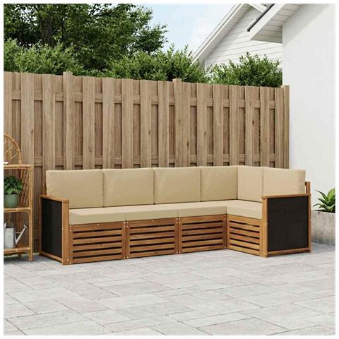 Set divano sezionale con cuscino 4 pcs Naturale - Foto 2