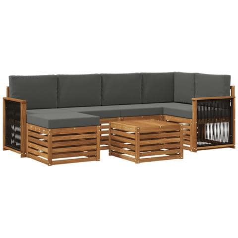 Set divano sezionale con cuscino 6 pcs Naturale e Antracite - Foto 1