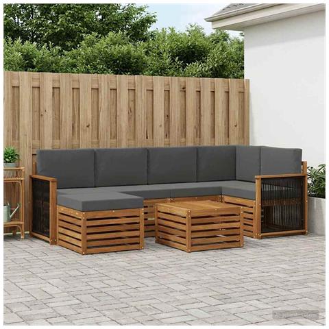 Set divano sezionale con cuscino 6 pcs Naturale e Antracite - Foto 2