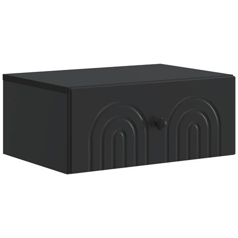 Mobiletto da notte a muro con cassetto Nero 49 x 34,5 x 20 cm - Foto 1