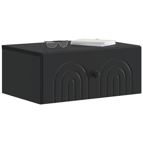 Mobiletto da notte a muro con cassetto Nero 49 x 34,5 x 20 cm - Foto 2