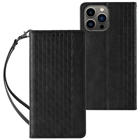 Custodia Magnetica Per Iphone 12 Pro Con Portafoglio + Mini Portachiavi Nero - Foto 1