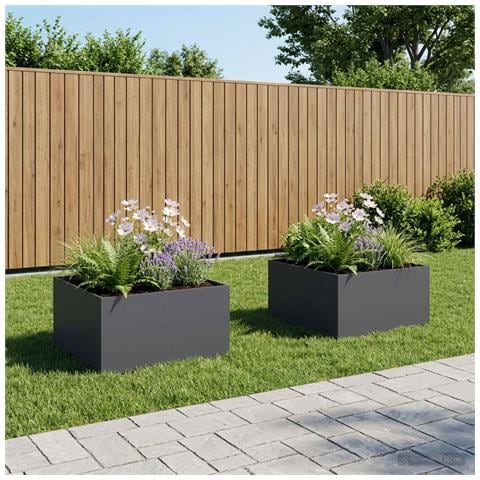 Vaso da giardino 2 pz Antracite 60 x 60 x 40 cm - Foto 2