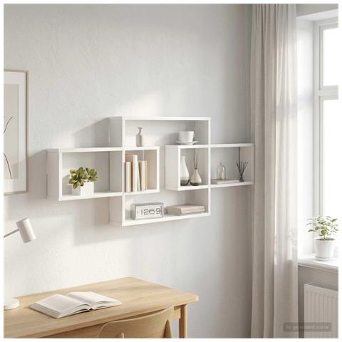 Scaffale da parete Bianco 130 x 10 x 50 cm Legno ingegnerizzato - Foto 2