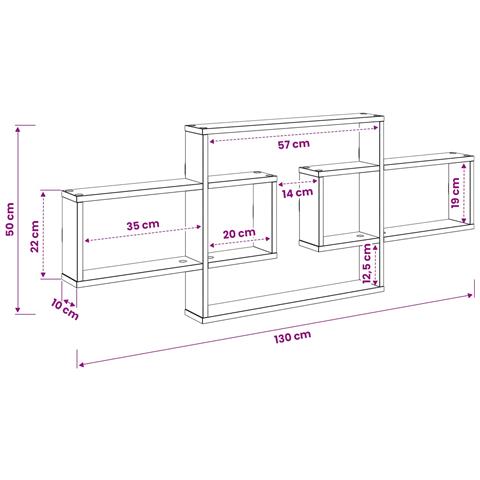 Scaffale da parete Bianco 130 x 10 x 50 cm Legno ingegnerizzato - Foto 8