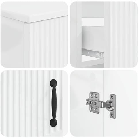 Set di armadietti da bagno in 3 pezzi HOORN Bianco Lucido - Foto 2