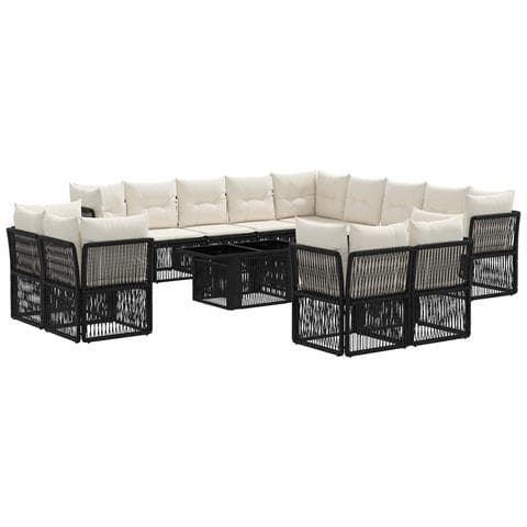 Set Divano da Giardino 14 pz Nero polyrattan - Foto 1