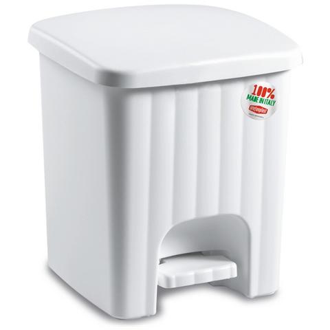 Pattumiera Con Pedalina, Polipropilene Riciclabile, 20,5x20,5x23,5 Cm Bianco - Foto 1