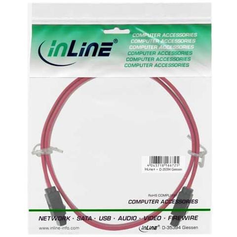 cavo sata 7pin l-form a sata 7pin l-form, max 6gbs, piatto, chiusura a scatto, rosso, 0,5m - Foto 2