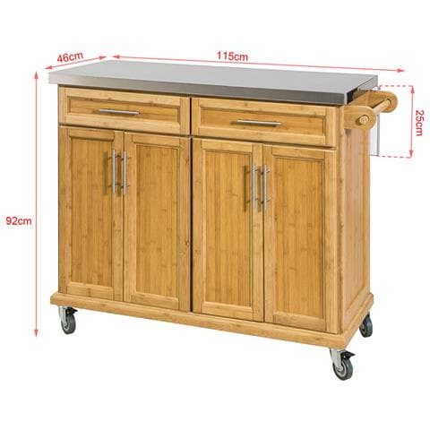 Carrello Cucina Credenza Legno Piano Lavoro Cucina Piano In Acciaio È Allungabile Fkw69-n - Foto 2