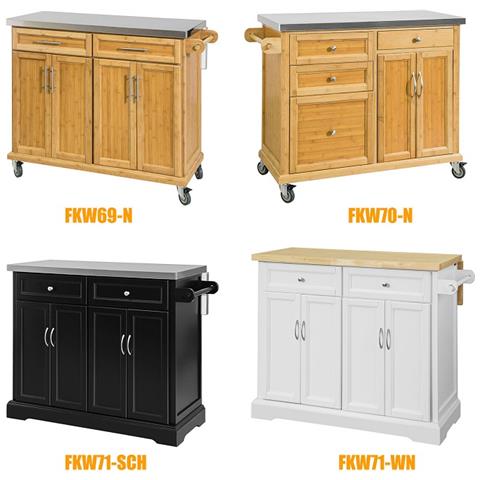 Carrello Cucina Credenza Legno Piano Lavoro Cucina Piano In Acciaio È Allungabile Fkw69-n - Foto 8