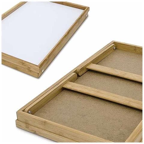 Vassoio Da Letto Pieghevole In Legno Di Bambu' Bamboo Richiudibile 50 X 30 Cm - Foto 3
