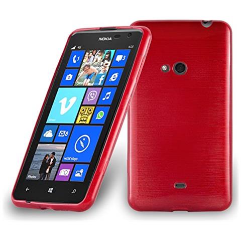 Custodia Compatibile Con Nokia Lumia 625 In Rosso - Coperchio Protettivo In Silicone Tpu Flessibile Con Design Spazzolato - Foto 1