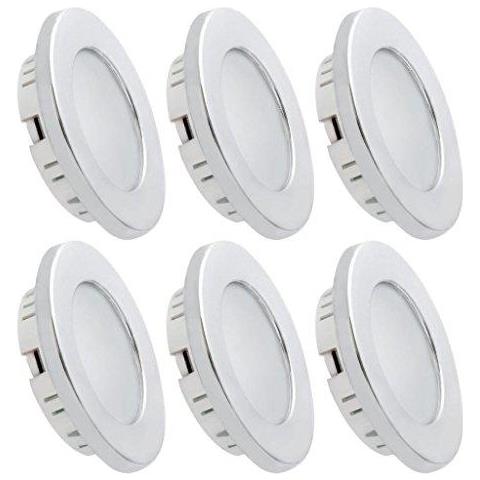 Sogno Di Illuminazione 12v Led Downlights Con Chrome Placcato Surround Luci Di Soffitto Da Incasso Per Caravan Camper Van Barca Yacht Warm White Pack Di 6 - Foto 1