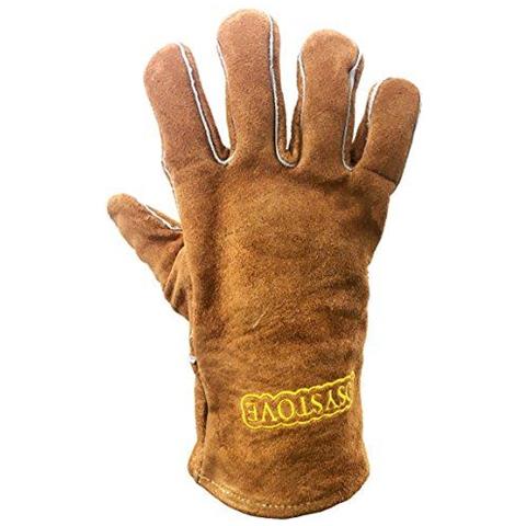 Cuoio Genuino Di Alta Qualit Heavy Duty Resistenti Al Calore Guanti Di Sicurezza Gauntlet Per Woodburner Multi-fuel Stufe A Legna Protezione Da Temperatura E Ash Barbecue Allaperto Coal Fire - Foto 2