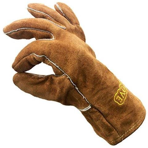Cuoio Genuino Di Alta Qualit Heavy Duty Resistenti Al Calore Guanti Di Sicurezza Gauntlet Per Woodburner Multi-fuel Stufe A Legna Protezione Da Temperatura E Ash Barbecue Allaperto Coal Fire - Foto 1