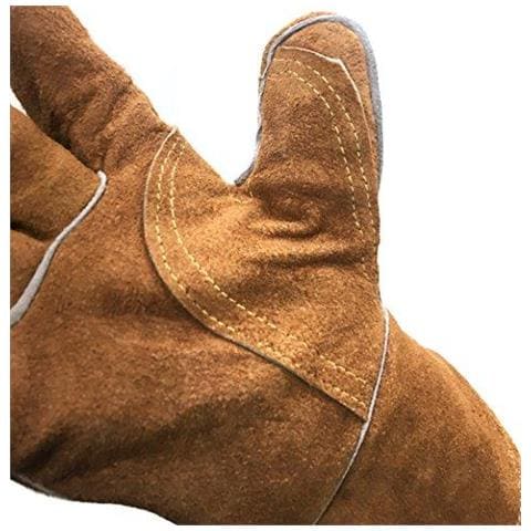 Cuoio Genuino Di Alta Qualit Heavy Duty Resistenti Al Calore Guanti Di Sicurezza Gauntlet Per Woodburner Multi-fuel Stufe A Legna Protezione Da Temperatura E Ash Barbecue Allaperto Coal Fire - Foto 4