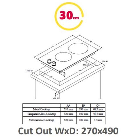 Piano Cottura H3.200. vgrim Gas, Numero Fuochi / zone Cottura 2, Manopole Rotanti, Inox - Foto 2