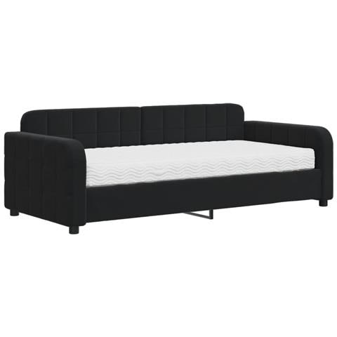 Divano Letto Con Materasso Nero 90x190 Cm In Velluto - Foto 1