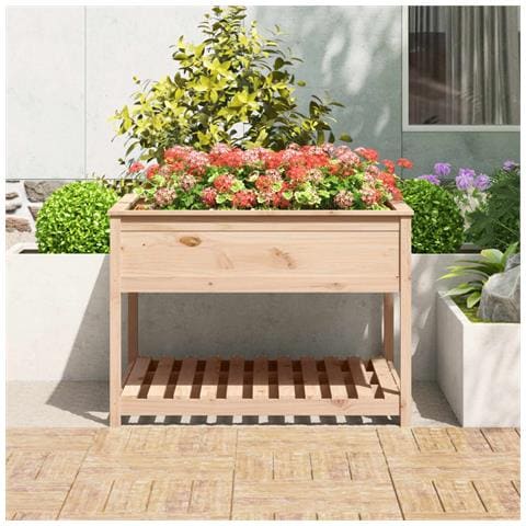 Fioriera Con Mensola 111,5x111,5x81cm In Legno Massello Di Pino - Foto 2