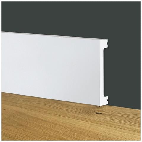 84ml Bancale Di Battiscopa Squadrato Bianco Passacavo 100x13x2000mm In Polimeri - Foto 1