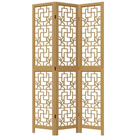 Divisorio Ambienti 3 Pannelli Marrone Scuro Massello Paulownia - Foto 2