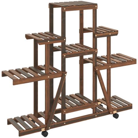 Portafiori Con Ruote 110x25x101 Cm In Legno Massello Di Abete - Foto 2