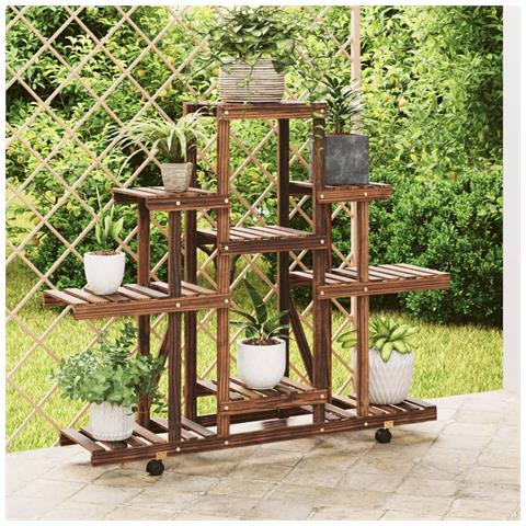 Portafiori Con Ruote 110x25x101 Cm In Legno Massello Di Abete - Foto 1