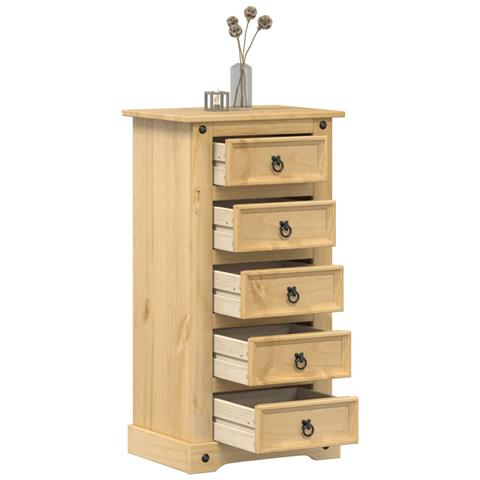 Comodino Corona 53x39x103 Cm In Legno Massello Di Pino - Foto 1