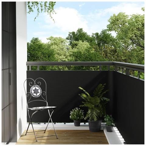 Paravento Da Balcone Nero 400x90 Cm In Polyrattan - Foto 2
