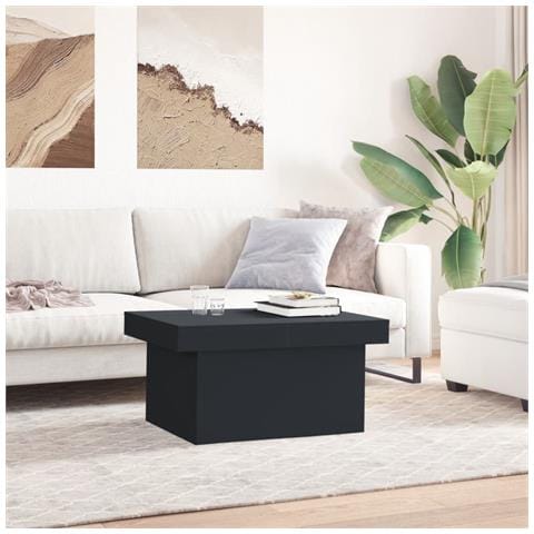 Tavolino Da Salotto Nero 80x55x40 Cm In Legno Multistrato - Foto 3