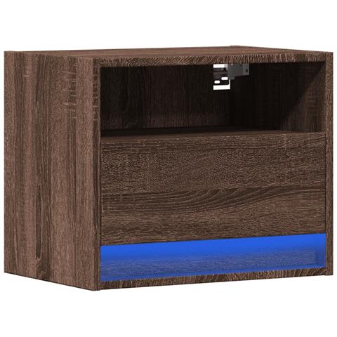 Comodino A Parete Con Luci Led Rovere Marrone - Foto 3