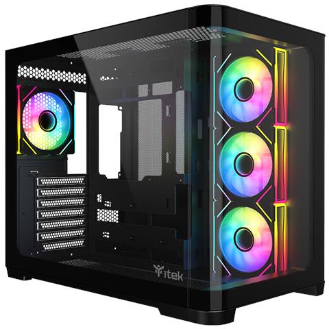 Case Dark Cave Curvo Midi TowerATX / Micro-ATX / Mini-ITX 2 Porte USB 3.2 Colore Nero - Foto 1