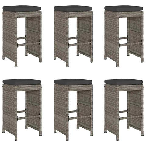 Sgabelli Bar da Giardino con Cuscini 6 pz Grigi in Polyrattan - Foto 1