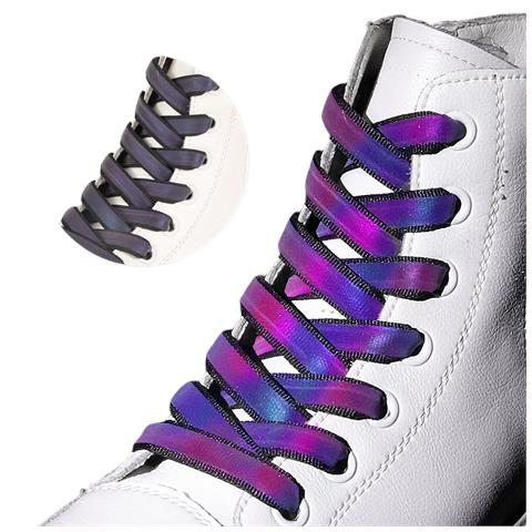 Lacci Per Scarpe Laser Riflettenti 2 Paia Black M - Foto 1