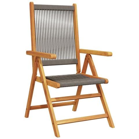 Sedie da Giardino Reclinabili 6pz Grigie Legno Massello Acacia - Foto 2