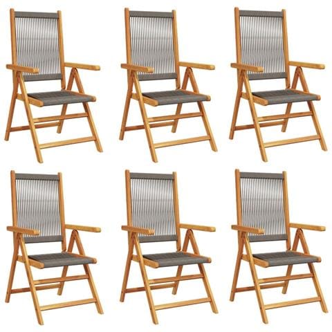 Sedie da Giardino Reclinabili 6pz Grigie Legno Massello Acacia - Foto 1