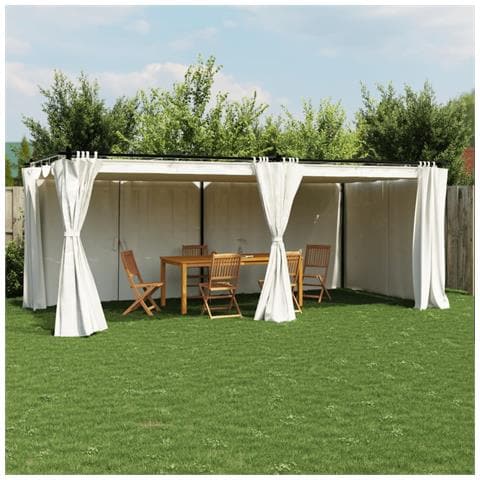 Gazebo Con Tende Crema 6x3 M In Acciaio - Foto 1