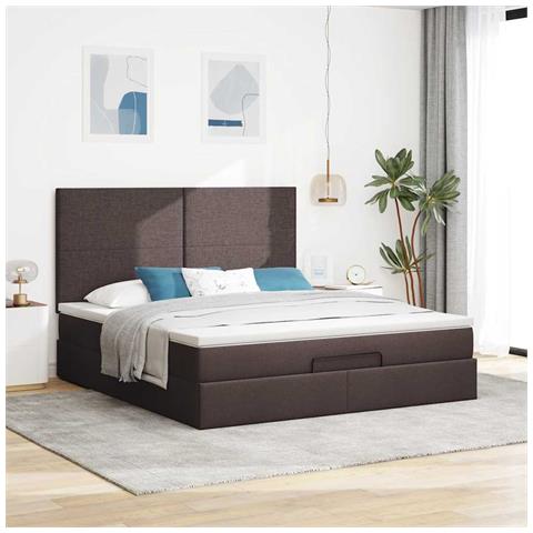 Struttura Letto Pouf Con Materasso 180x200 Cm In Tessuto - Foto 3