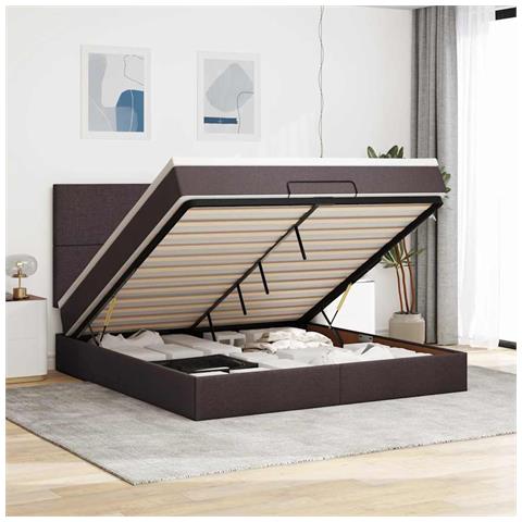 Struttura Letto Pouf Con Materasso 180x200 Cm In Tessuto - Foto 1