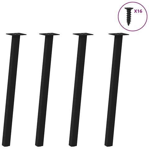 Gambe Per Tavolino 4 Pz Nero 72 Cm In Acciaio - Foto 1