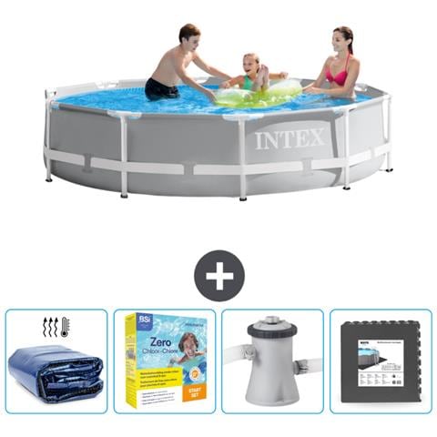Piscina Fuori Terra - In Giro - 305x305x76 Cm - Grigio - Include Accessori Coordinati Cb10 - Foto 1