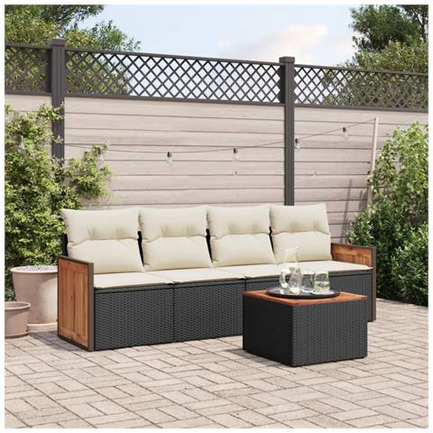 Lusso Casadino - Set Divani Da Giardino 5 Pz Con Cuscini In Polyrattan Nero - Foto 8