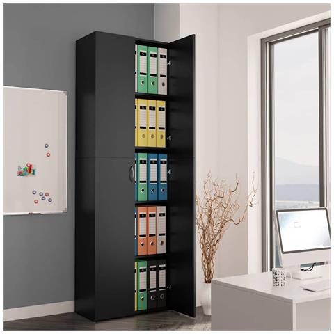 Armadio Per Ufficio Nero 60x32x190 Cm In Legno Multistrato - Foto 8